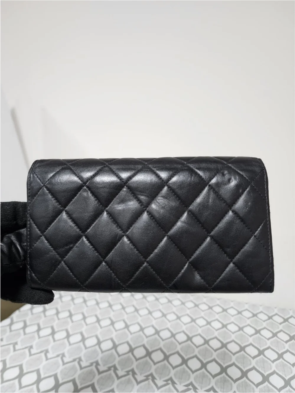 CHANEL Lambskin Quilted Large Flap Wallet Black